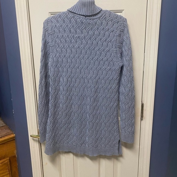 Women’s Jeanne Pierre Blue 100% Cotton Cable-knit Turtleneck Sweater -M - Picture 4 of 6